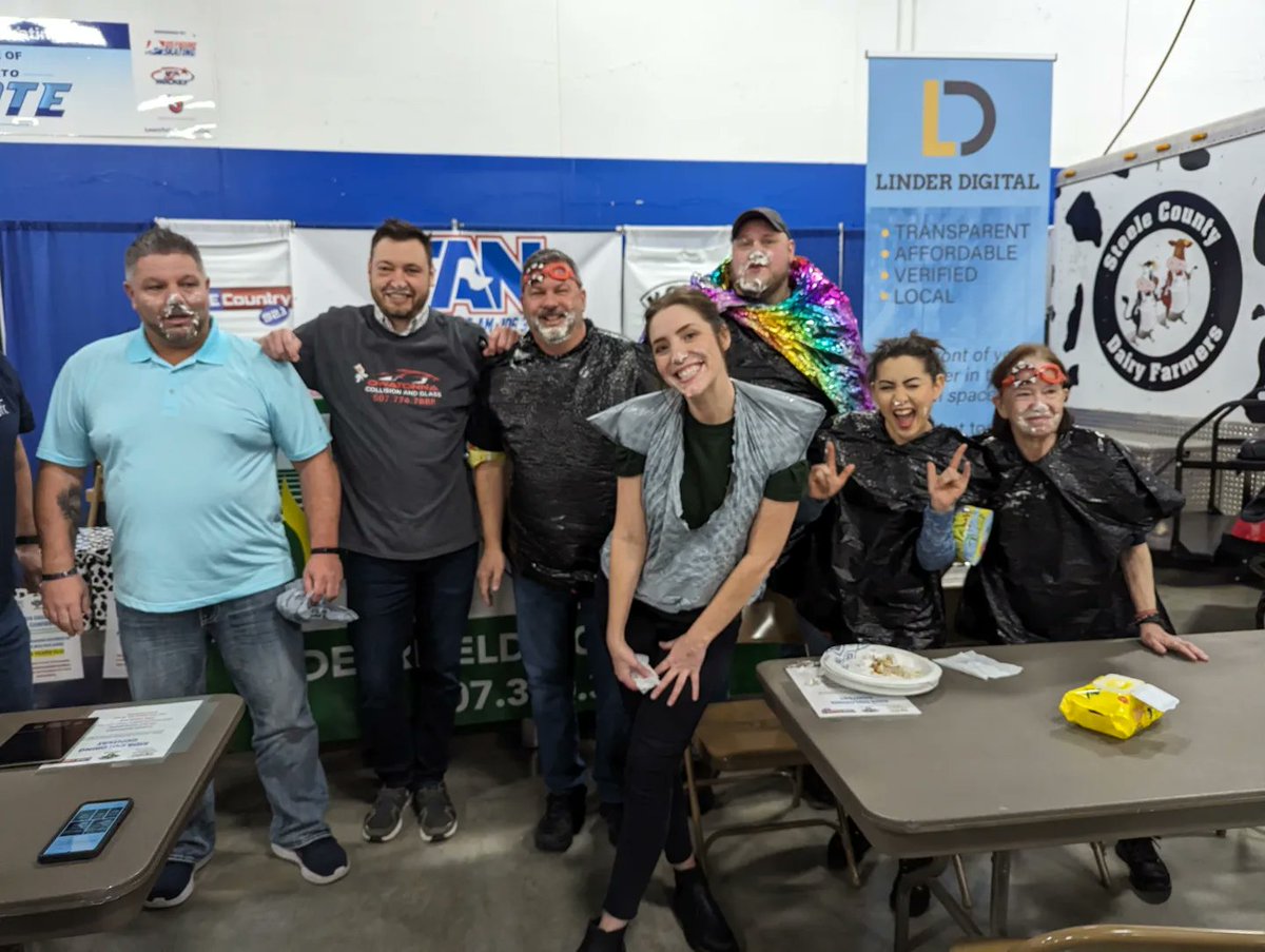 The KOWZ &amp; KRUE DJ's WON the pie eating contest by 3 ounces!!!! Take THAT Community Pathways ;) Donate to Community Pathways online at communityoathwayssc.org or bring a donation to the Home Show and see their booth in the West arena! We are here till 3:00 PM.