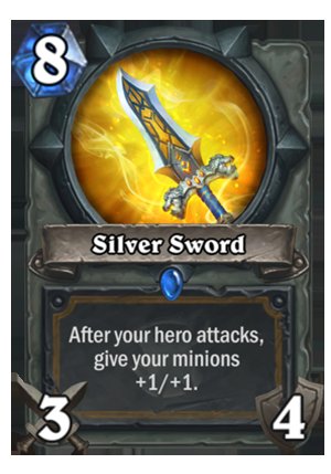 ZeddyHS's tweet photo. Crazy to think how much the power level has gone up in Hearthstone. And yes, Silver Sword was a meta card back in the day. https://t.co/QdbFWETU4c