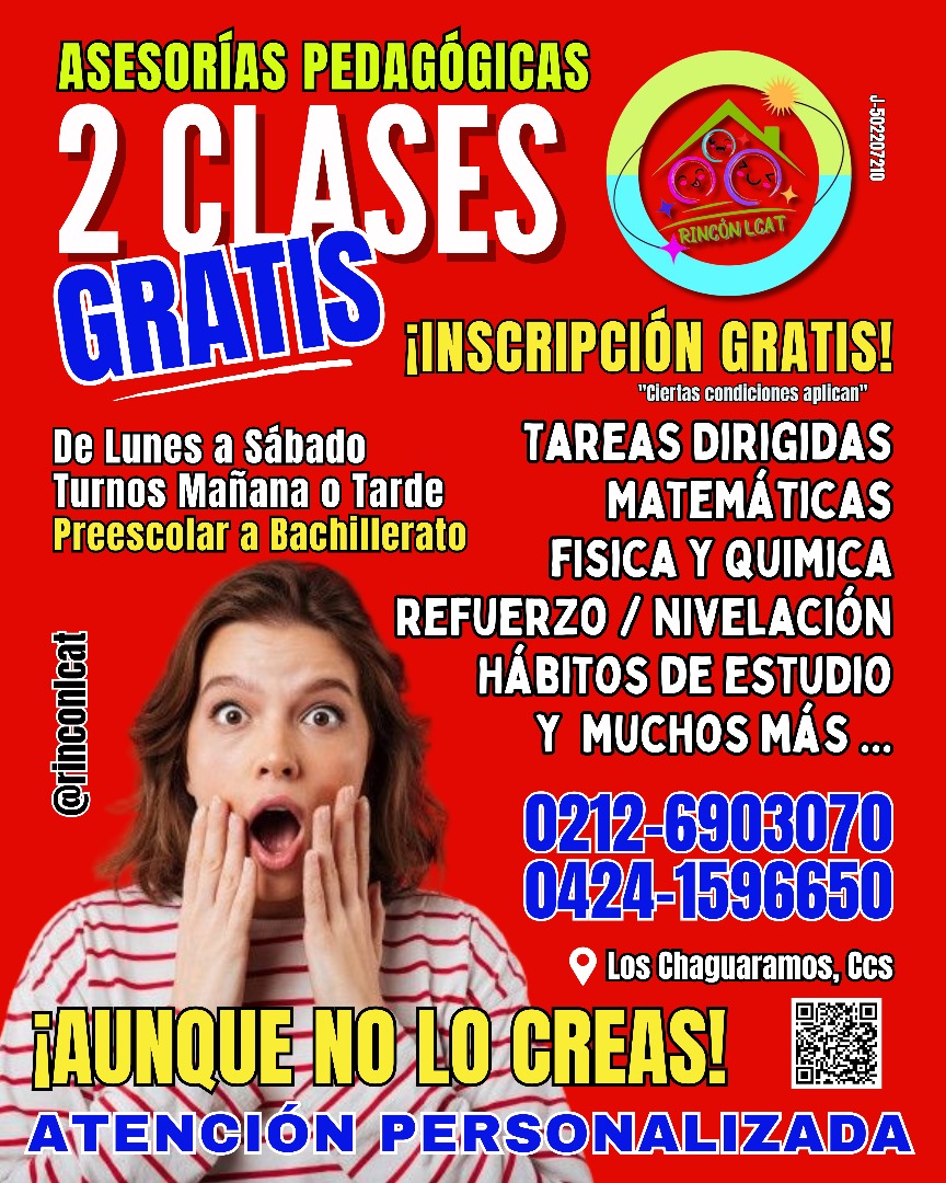 lcat_el's tweet photo. 🌟 ¡INSCRIPCIONES ABIERTAS!
📍 Los Chaguaramos, Caracas
📱 Info: 0424-1596650 
⚠ Cupos Limitados, ¡Reserva Ya! @rinconlcat https://t.co/QcbT2GRzSi