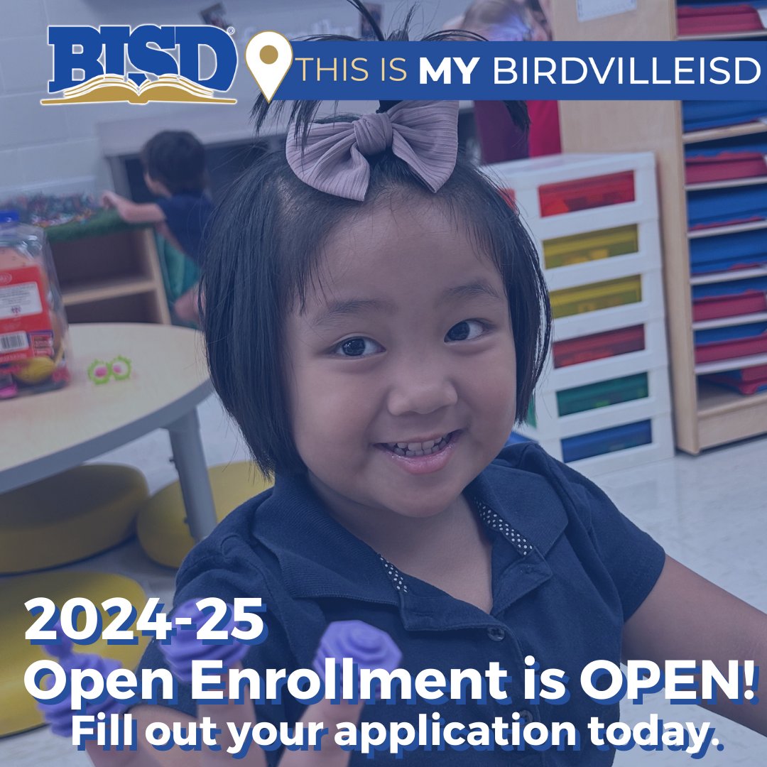 📣 Calling all families in Birdville ISD! 🏫 It's time to choose excellence for your child. 🌟 Open Enrollment for 2024-25 is now open! Secure your spot today! 📝 Visit choosebirdville.net to apply today!