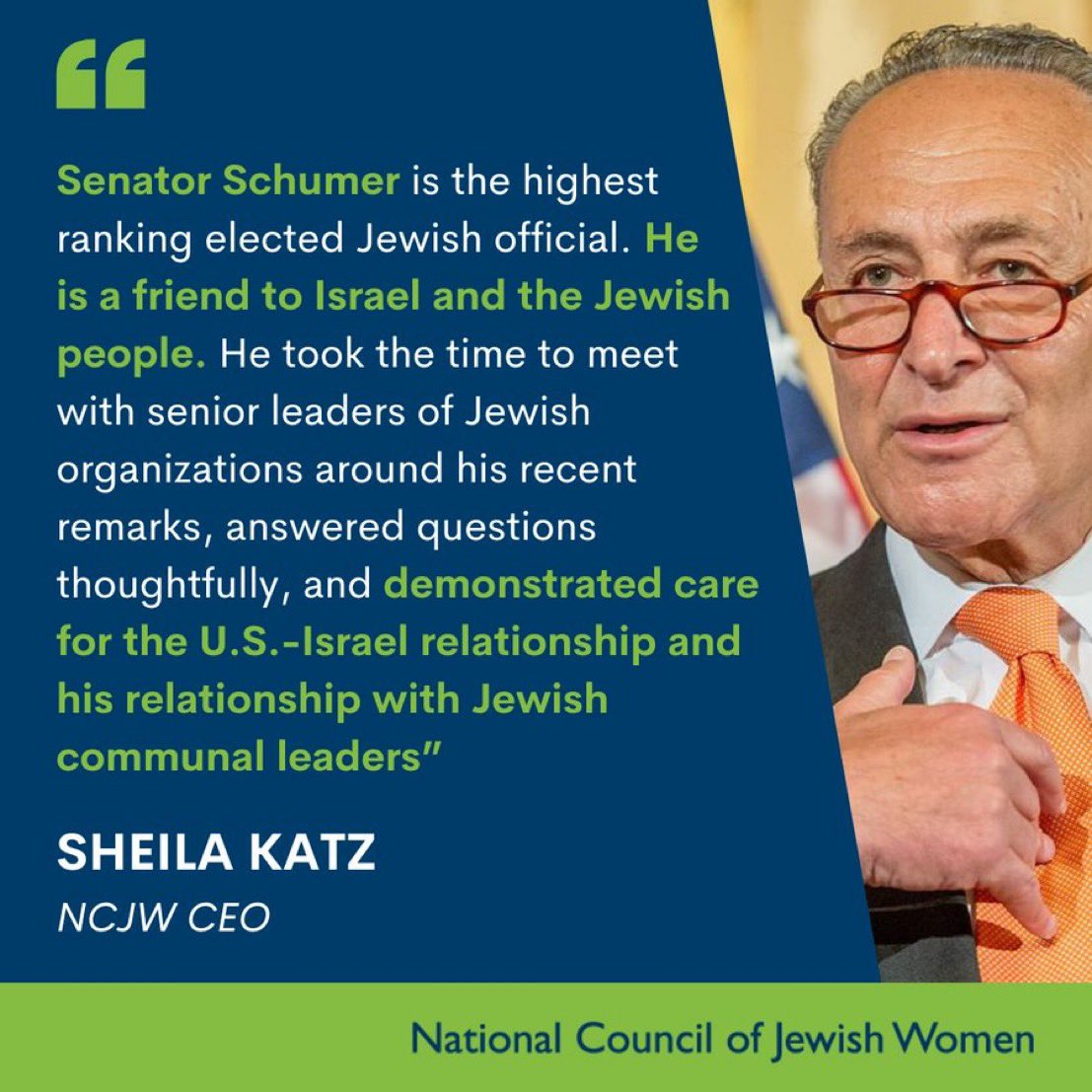 .<a href="/SenSchumer/">Chuck Schumer</a> appreciation post! Our CEO, <a href="/SheilaKatz1/">Sheila Katz</a> shared these words with <a href="/haaretzcom/">Haaretz.com</a> earlier this week. We stand with the many leaders of Jewish orgs in thanking Leader Chuck Schumer for his leadership and support for Israel. Read the article: rb.gy/elj2y1