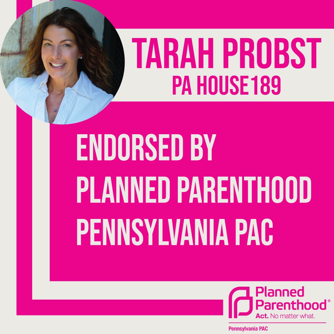 TarahProbst's tweet image. I am honored to have been endorsed by @PPAdvocatesPA! I will always fight for a woman&apos;s right to her body.