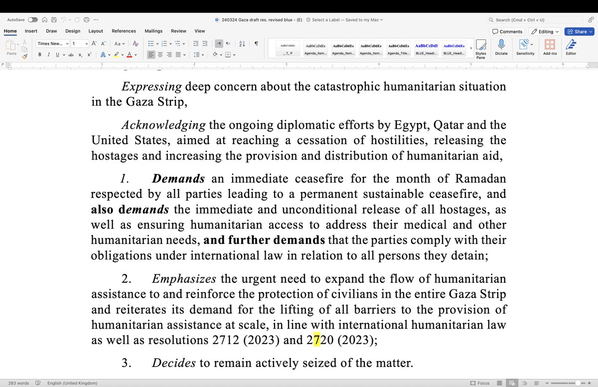 Breaking: The E10 (not E7 and not E8) and the Arab group have agreed the text of the Ramadan Ceasefire after amending as follows with the US: PP2 deploring instead of condemning in a more balanced language. OP1 Mentions the deand for Ramadan ceasefire first before the demand for…