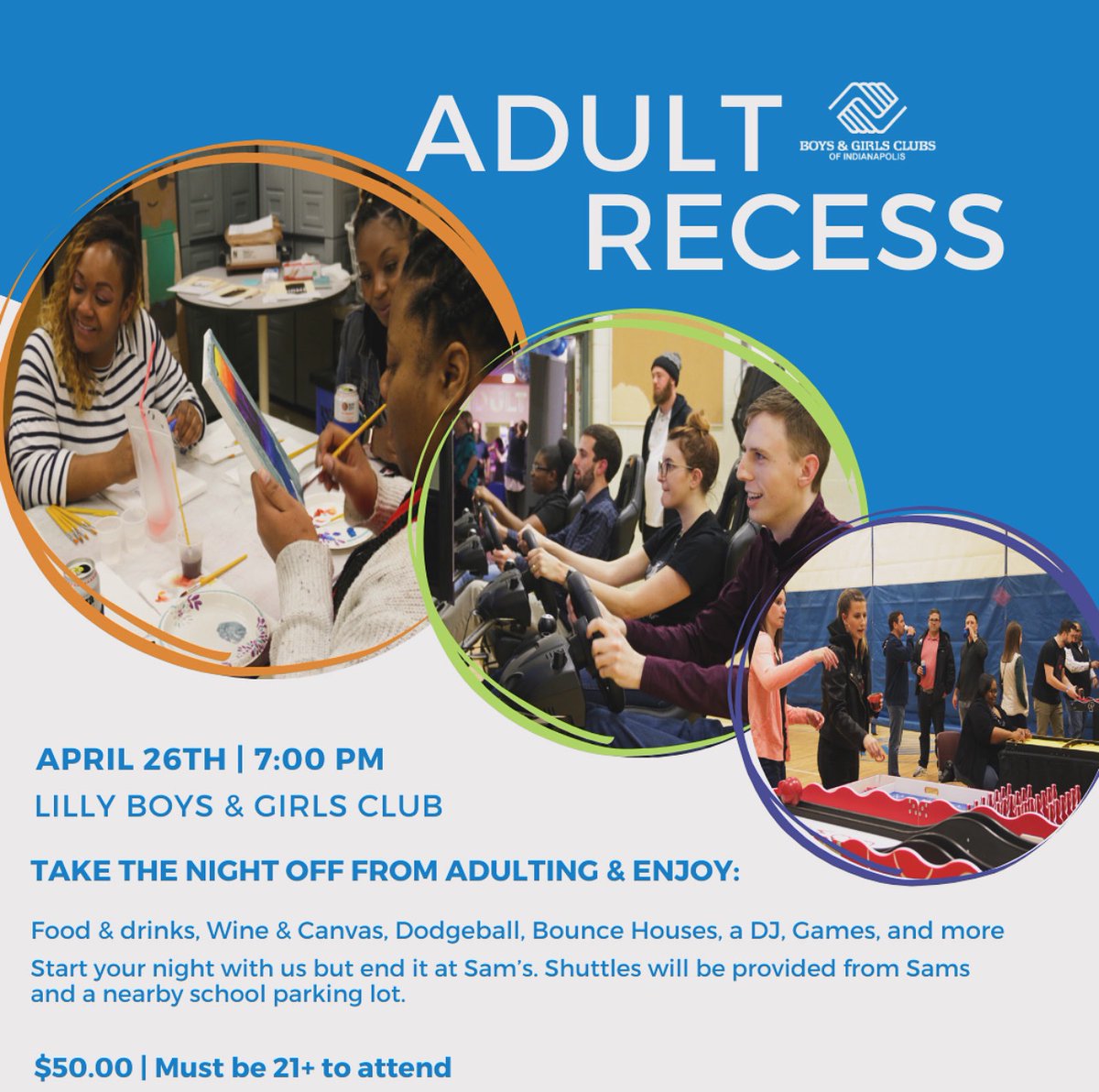 Get your tickets to relive your youth at our Adult Recess Event. Every ticket purchased goes toward covering the cost of a child’s summer membership. Join us today: eventbrite.com/e/adult-recess…