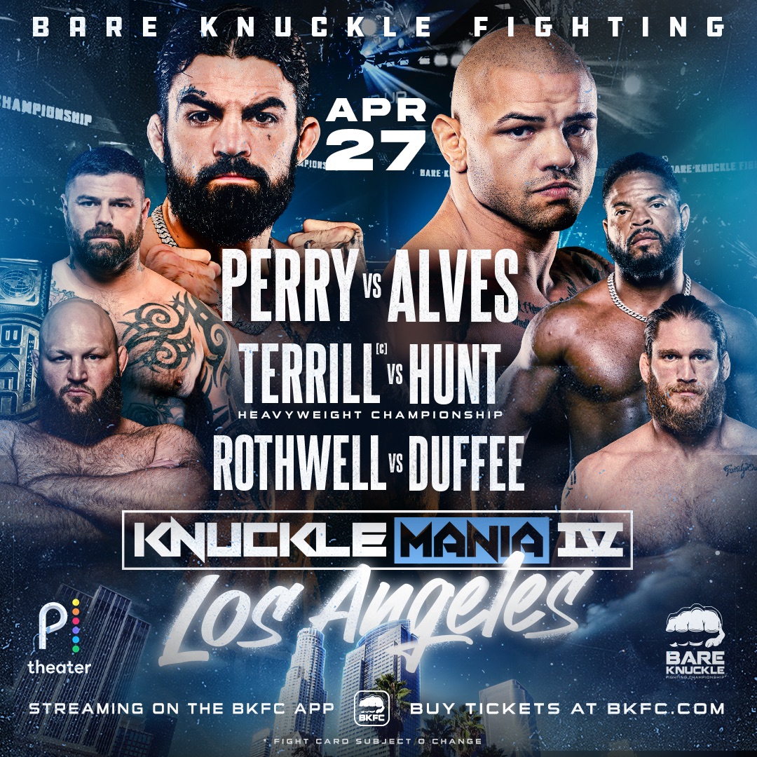We have a monster of a card lined up for KnuckleMania IV! Watch live from the Peacock Theater in Los Angeles, CA on Saturday, April 27th! 🎟️Tickets: bit.ly/4csTg7i 📺Watch: BKFC.com