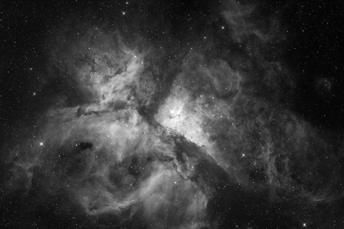 Off topic🙂: NGC 3372 Carina Nebula in H-alpha 2024 Mar. 24.39 UT [T75] 0.25-m f/3.8 Newtonian reflector + CMOS Exposure = 10*300 sec (Ha); 1.73'/px © T. Prystavski iTelescope observatory, X07 (remotely from Rio Hurtado Valley, Chile)
