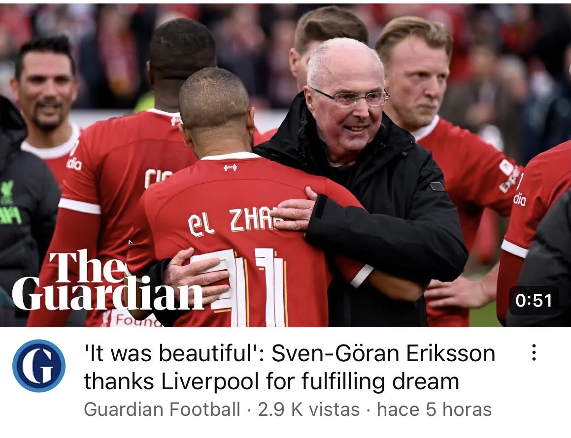 Haciendo su sueño realidad antes de irse de este mundo, potente Liverpool, potente el #YNWA que le cantaron <a href="/LFC/">Liverpool FC</a>, que hermoso es el futbol! youtu.be/qebh-2Qv3DM?si…