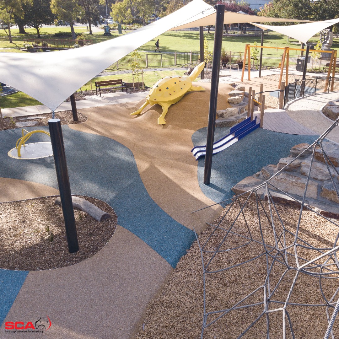 Our team installed the #rubbersoftfall #safetysurfacing for Keith Stephenson Park, using several #Gezolan EPDM blends - incorporating the use of eleven EPDM colours!

#playandlearn #playground #playspace #wetpourrubber #wetpour #construction #playgroundsurfacing
