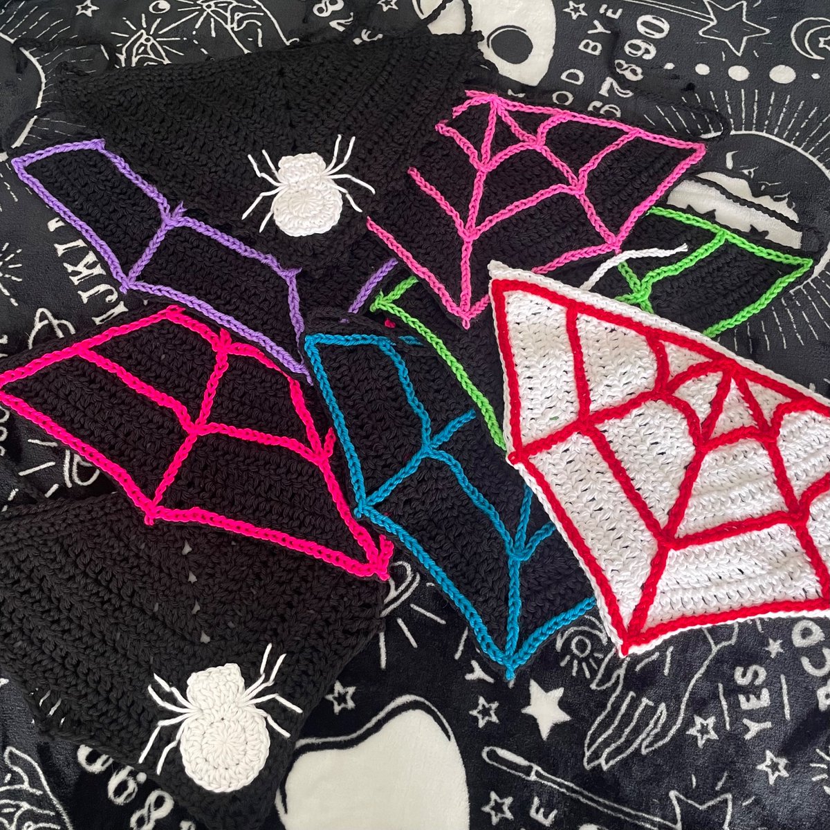 Spider & web crochet bandanas 🕷️🕸️🤍