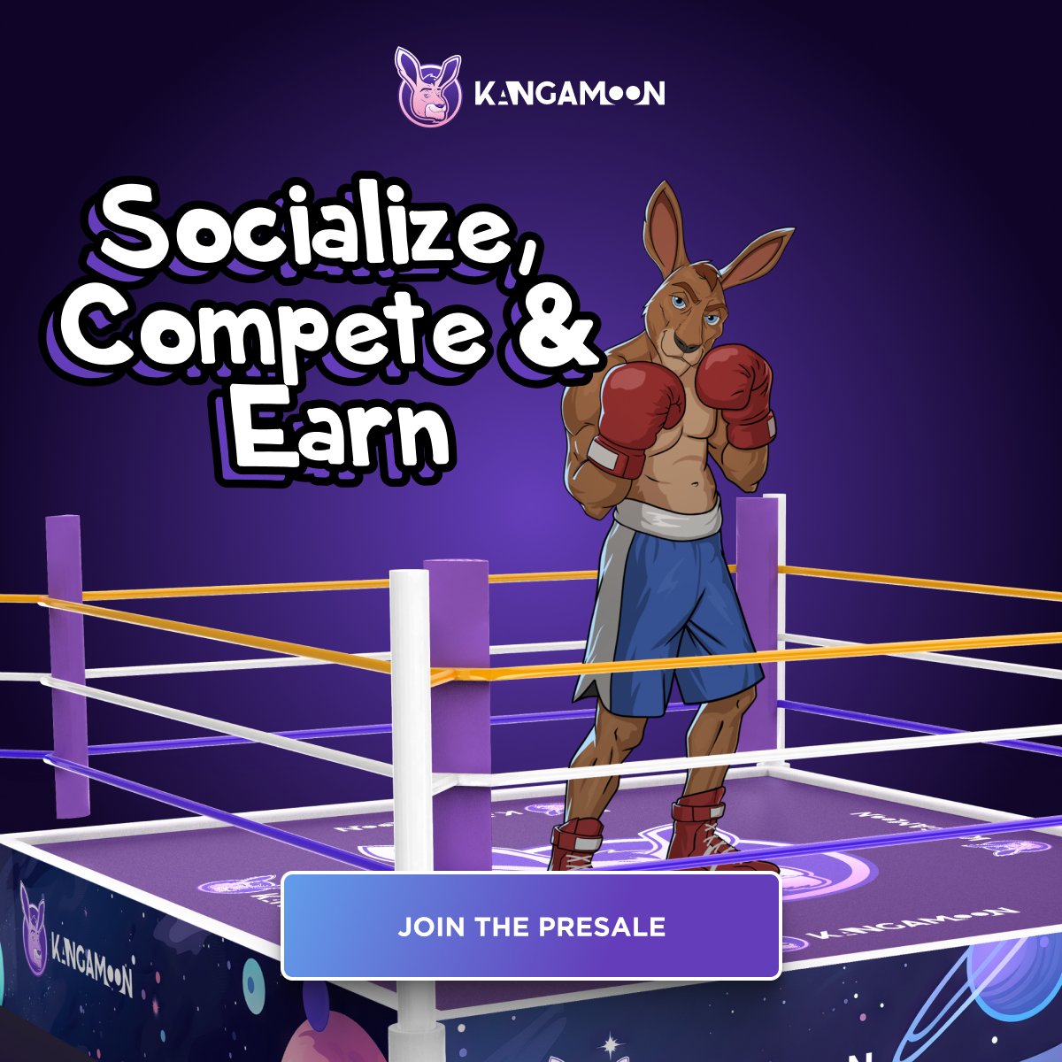 Get ready to rumble in the crypto space with Kangamoon! 🥊 Join the presale  now and become part of a community that socializes, competes, and earns! 💯  Take advantage of this knockout