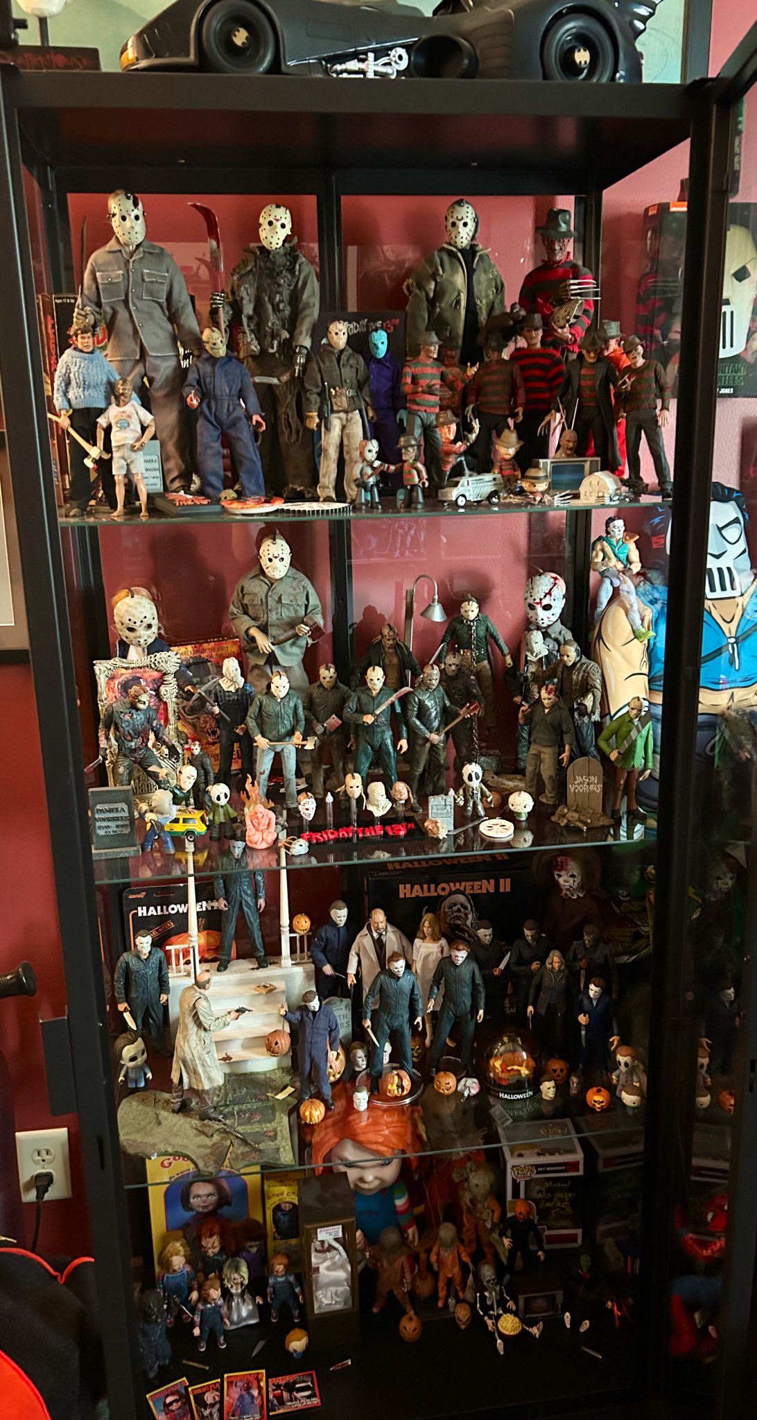 Michael on X: Sunday Man Cave update 😯 Horror Icons display case. I added  more Jason and also the retro NECA figures. I have to find a new spot for  Spawn.  /