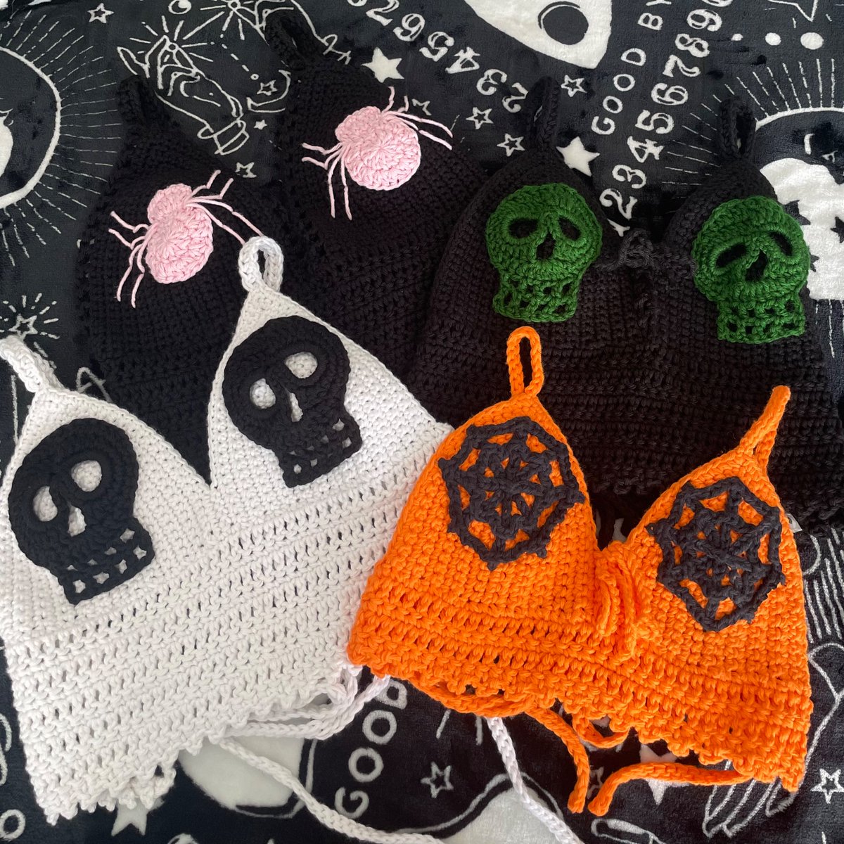 Spooky crochet tops 🕷️💀🕸️🖤