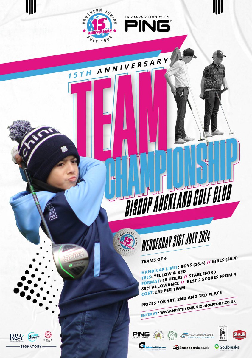 Grab your crew and head over to the stunning @ClubBishop for our inaugural Team Championship. Winning team to gain a place in the Grand Final at Thonock Park on Friday 30th August. To book your place please visit northernjuniorgolftour.co.uk @PINGTourEurope