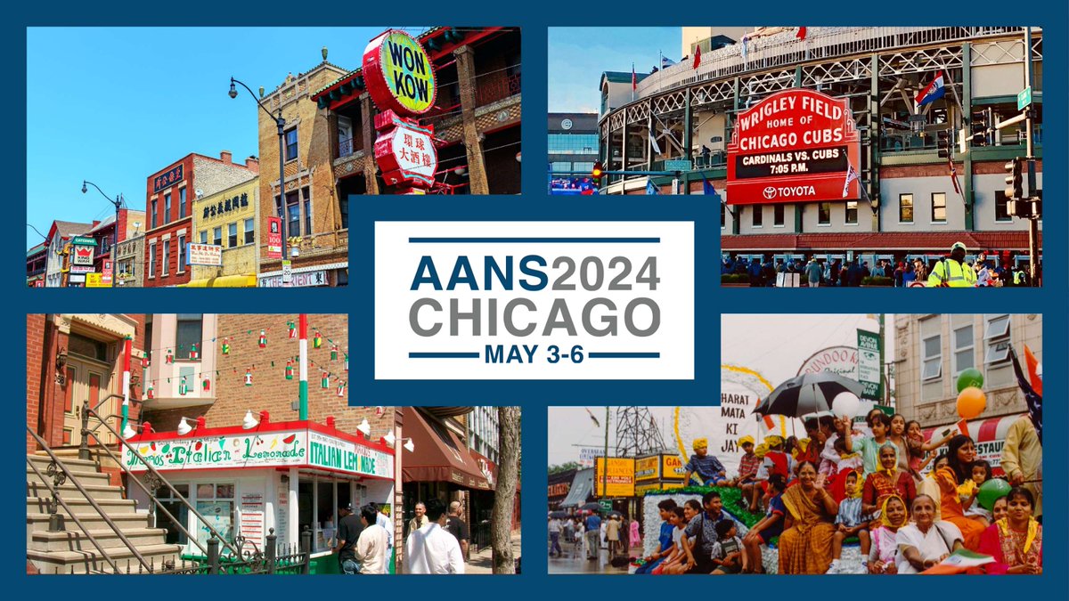 Feel the vibrant pulse of Chicago at the #AANS2024 Opening Reception! Savor the city's iconic flavors as you venture through lively neighborhoods like Wrigleyville and Little Italy. Don't miss your chance to vote for the best pizza and meet 'Harry Caray.' ow.ly/cJab50QZZrO