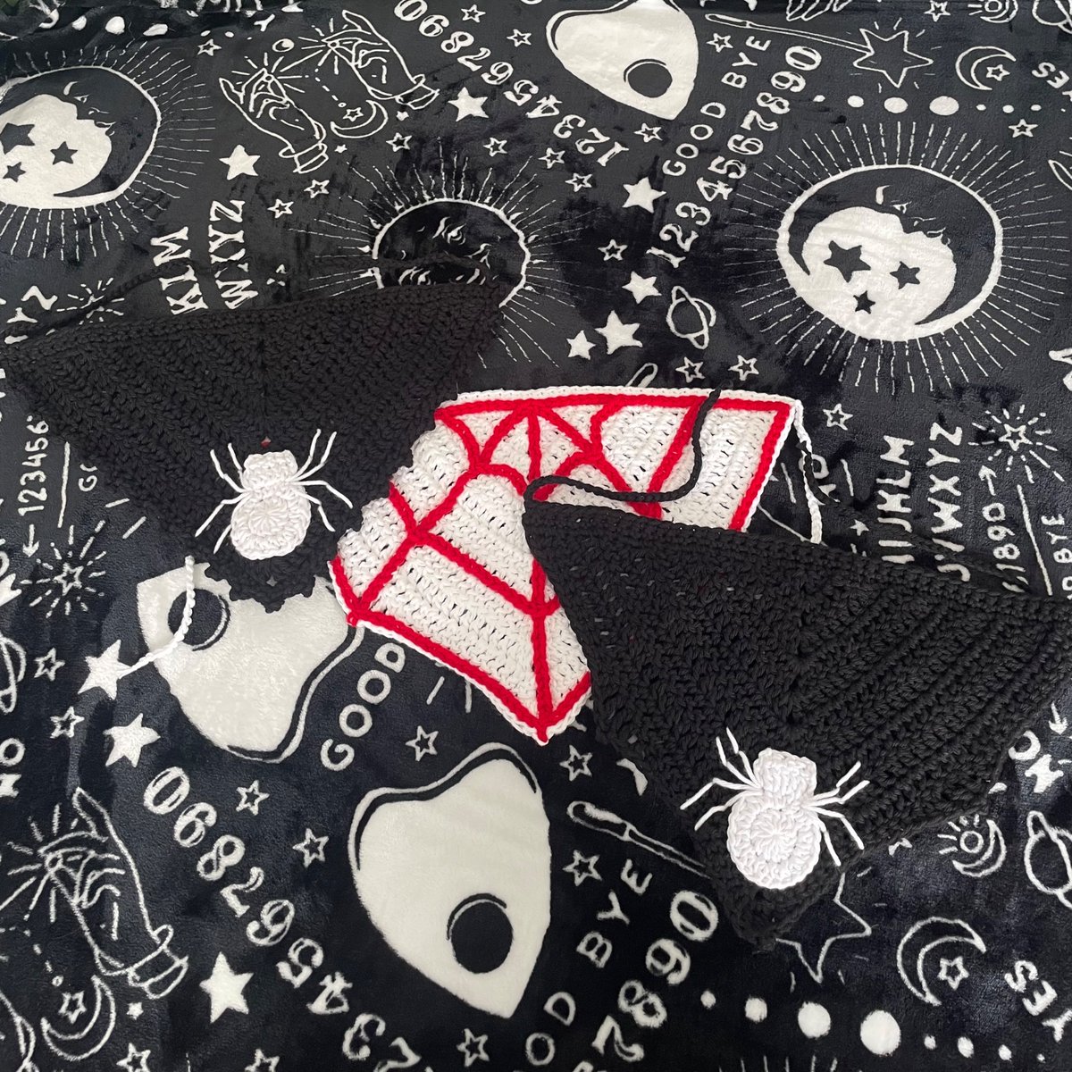 Spooky crochet bandanas 🕷️🕸️🖤