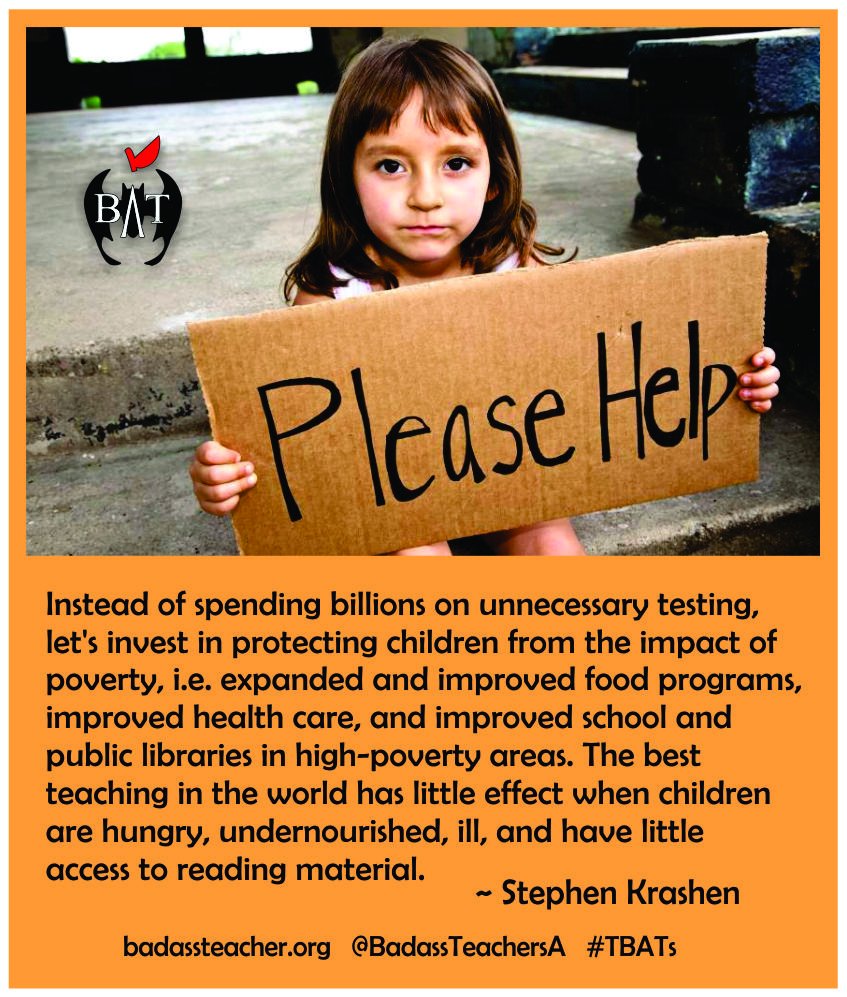 NancyOsborne180's tweet photo. Let's get our priorities straight. #PovertyHurts  #HungryChildrenCantLearn #FeedTheChildren #SupportPublicSchools #SupportPublicLibraries #TeachMoreTestLess #TBATs
Thank you, Stephen Krashen @skrashen https://t.co/TWuhtKvbur