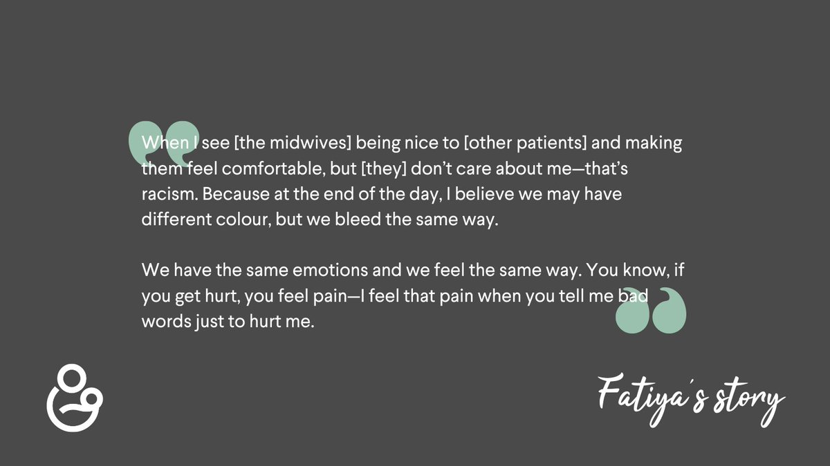 Fatiya* bravely shared her story as part of our Birth Outcomes & Experiences Report, shedding light on her experience of racism following birth. Stories like Fatiya's can't be shared in vain. They must serve as a call for change. Read more: ammabirthcompanions.org/outcomesreport