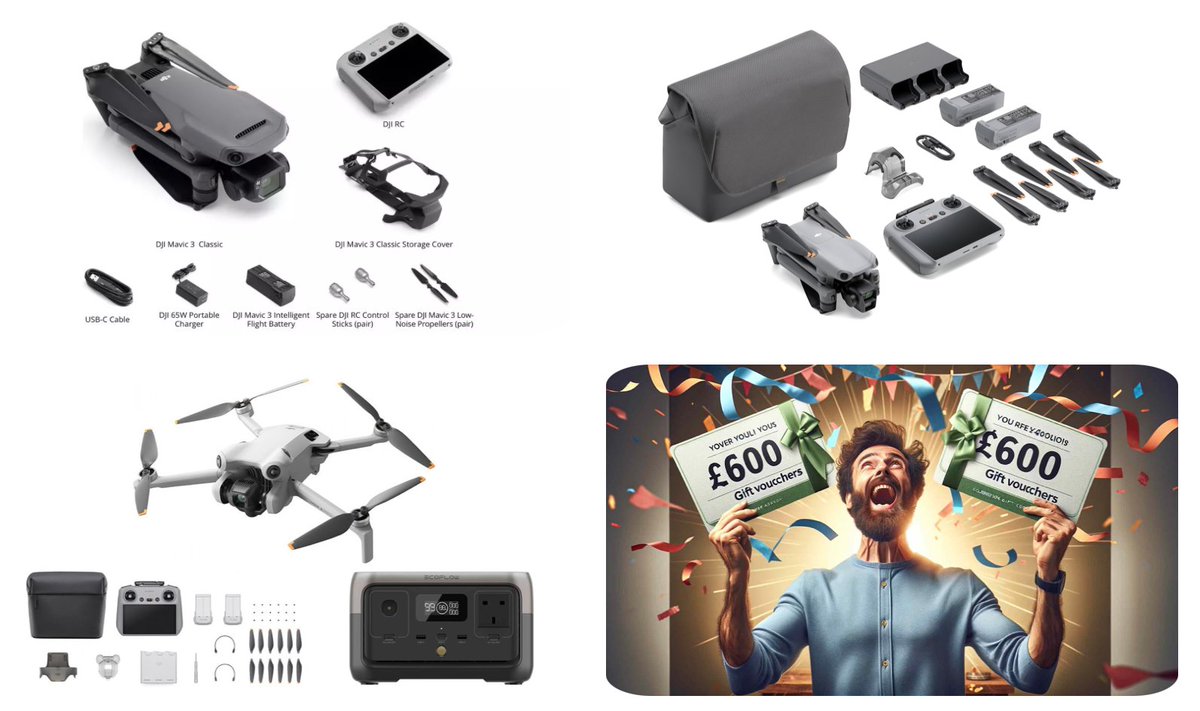 Exciting news for our Club members! 🥳 Win your choice of a <a href="/DJIGlobal/">DJI</a> Mavic 3 Classic, an Air 3 Flymore , a Mini 4 Pro + <a href="/EcoFlowTech/">EcoFlow</a>, or £1,200 worth of FPV gear in our latest competition! Details at dronescene.co.uk/competition-de… #competition #drone #prizedraw