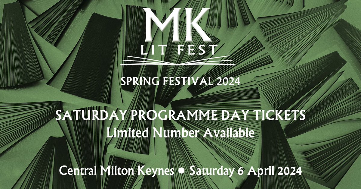 Love Literature? Free Saturday 6th April? Come on down to the MK Lit Fest Spring Festival with a (bargain) Saturday Day Ticket, to enjoy all the amazing events hosted by the incredible authors joining us! For more information & tickets: tickettailor.com/events/miltonk… #MiltonKeynes