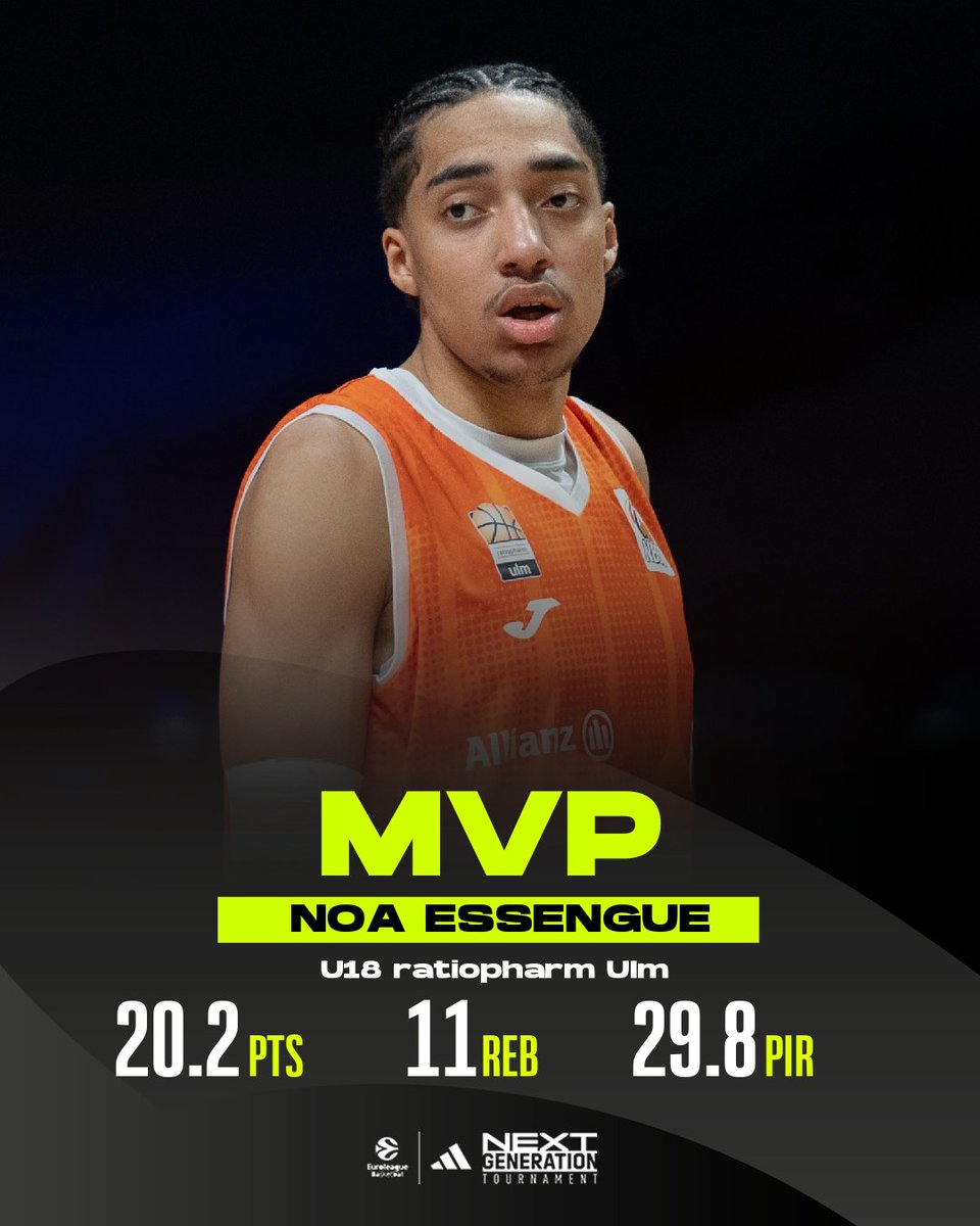 𝟐𝟎.𝟐 𝐏𝐓𝐒 𝐈 𝟏𝟏 𝐑𝐄𝐁 𝐈 𝟐𝟗.𝟖 𝐏𝐈𝐑 and the title✨

Noa Essengue earns MVP honors after leading U18 <a href="/ratiopharmulm/">ratiopharm ulm</a> to the #AdidasNGT Dubai Qualifier championship🏆