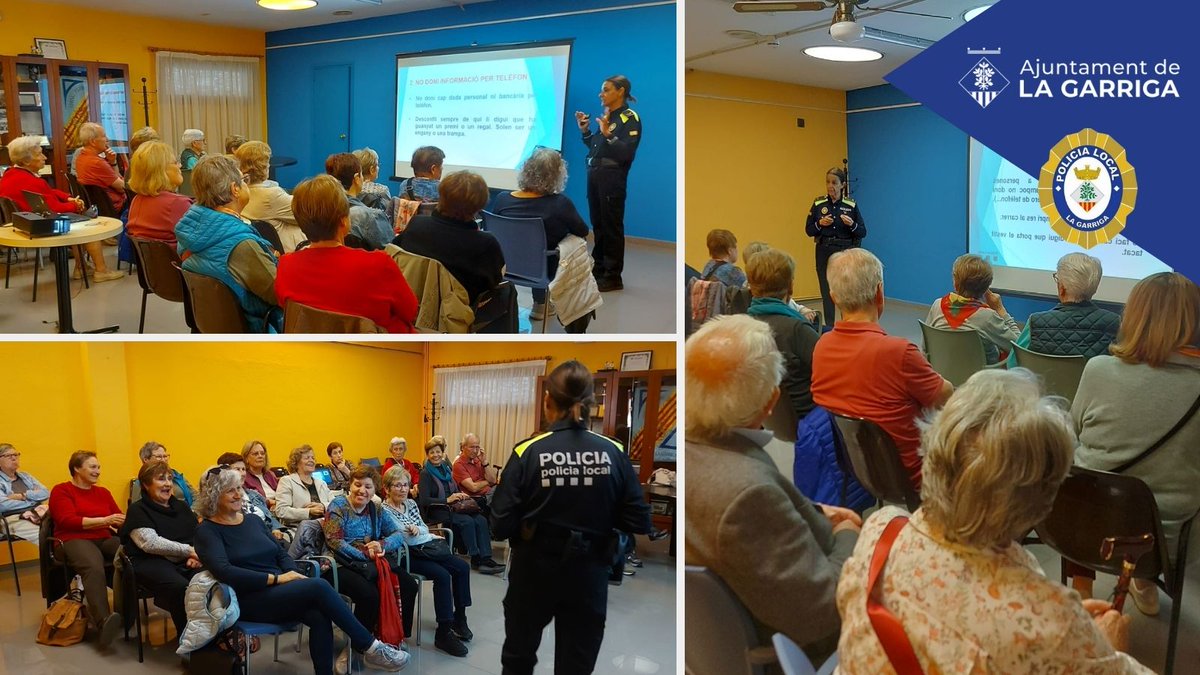 👮🏻‍♀️Divendres passat vam fer una xerrada a l'Esplai de la Gent Gran de la Garriga per prevenir a aquest col·lectiu  de ser víctimes de furts al carrer. 
✅Agrair tant a l'entitat com els assistents la seva participació i col·laboració.