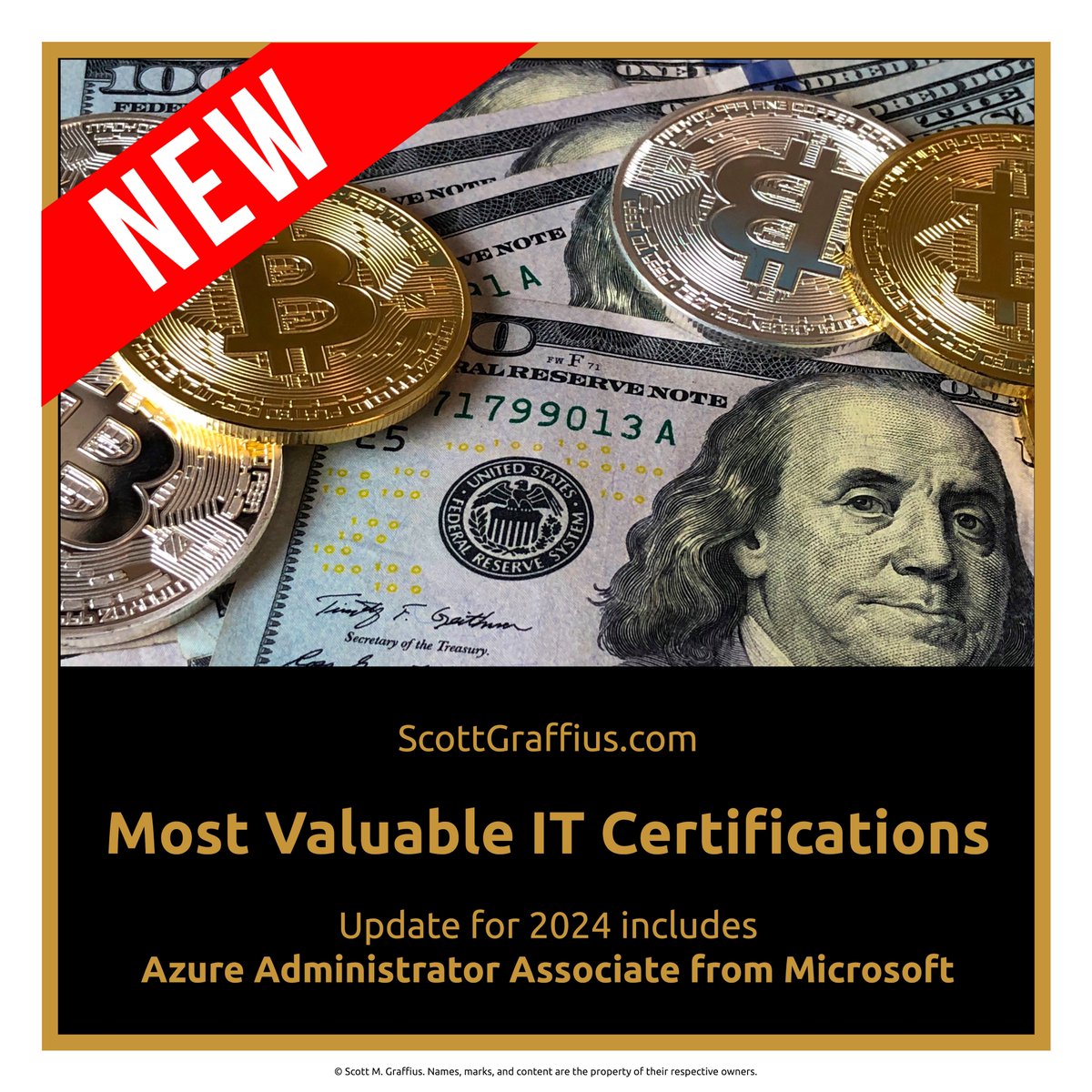 ScottGraffius's tweet photo. ‘Most Valuable IT Certifications’ includes the Azure Administrator Associate from Microsoft. Details on it — and the other certifications on the list — are here: https://t.co/sD8sOKyMZi. #Azure #ITCerts #Microsoft #IT #Tech #TechCerts #AZ104 #AzureAdministratorAssociate #Cloud