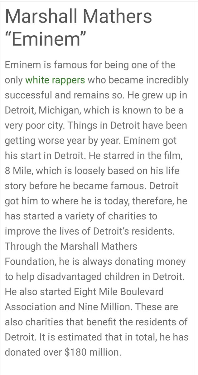 Eminem donated 180 million to Detroit total 💪