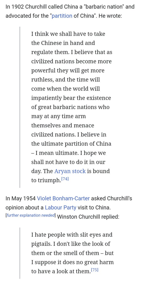 ok but first explain why we should care about what churchill had to say, despite the obvious difference in time, place & material conditions, the man said and did a lot of stupid shit