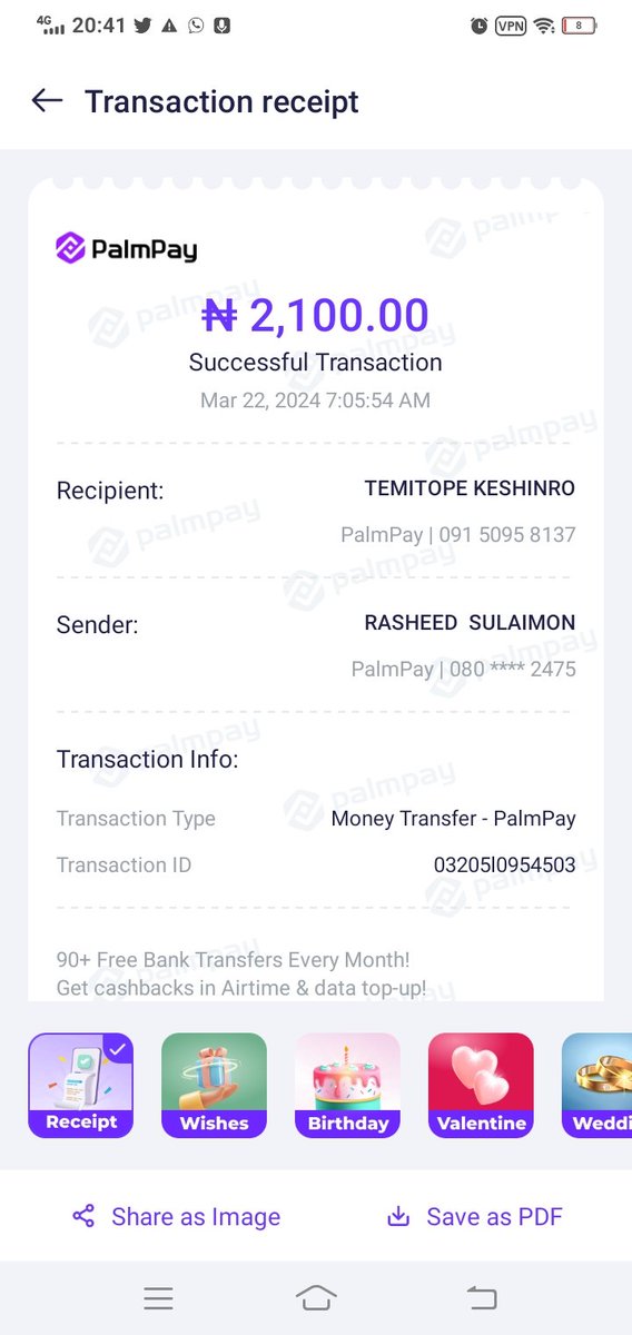 realbigbreeze's tweet photo. @ACCinTouch @palmpay_ng please rectify my transactions.
They've been successful for days from my account but the recipients are yet to get the money on their account. https://t.co/WHptIIe0f9