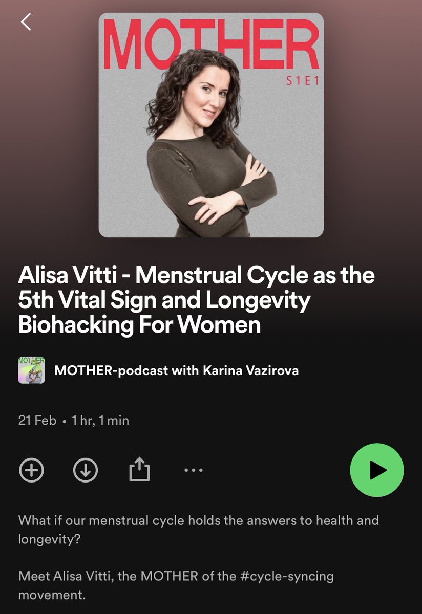 Karina Vazirova (@karinavazirova) on Twitter photo If you want to be healthy in your 50s,
you need to be taking care of your menstrual cycle in your 20s.
It is our 5th vital sign.
If you are interested in biohacking, check out the MOTHER-podcast episode with the OG of cycle syncing:
Alisa Vitti <a href="/FLOliving/">Alisa Vitti</a> If you want to be healthy in your 50s,
you need to be taking care of your menstrual cycle in your 20s.
It is our 5th vital sign.
If you are interested in biohacking, check out the MOTHER-podcast episode with the OG of cycle syncing:
Alisa Vitti <a href="/FLOliving/">Alisa Vitti</a>