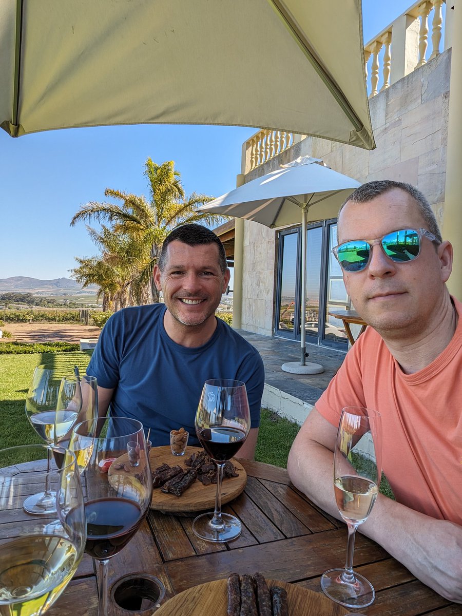 nmtownsend's tweet image. 🍷A couple of weeks ago we enjoyed a tasting @Stellenrust wines. We regularly buy Stellenbosch Manor old bush vine cinsault from @waitrose in the UK but nothing beats having a glass in the sun where it's from 😎