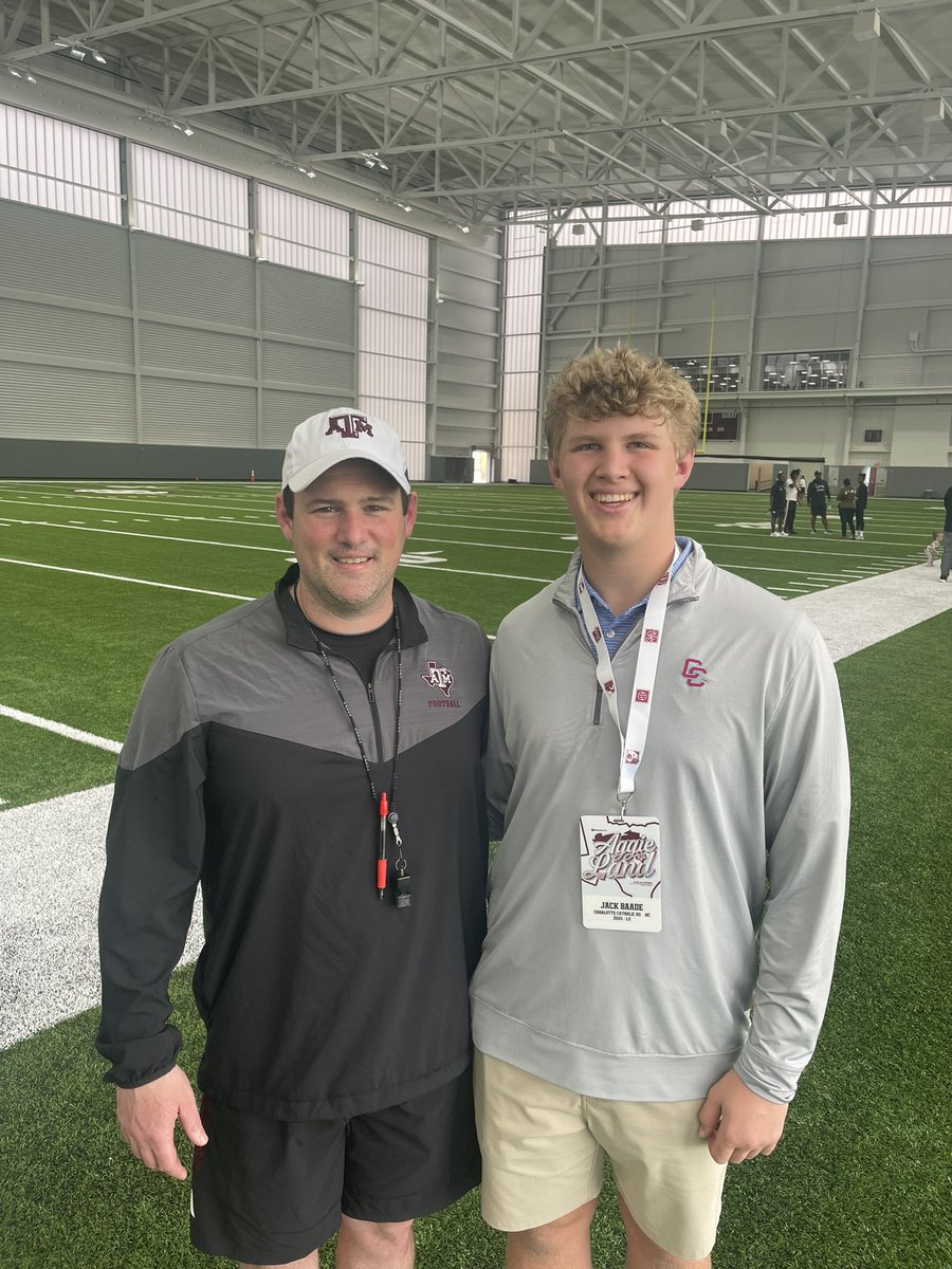 College Station did not disappoint! Awesome spring practice experience @AggieFootball. Thank you @Coach_Dougherty and @CoachKLars for the great day and great info. #GigEm @CMontgomeryLS @DanOrnerKicking @Catholic_FB