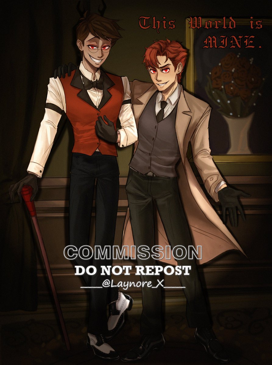 Commission for <a href="/Megillien/">~🎙️Feral raccoon hours🦌🌈~</a> of Human!Alastor and Claire 🦌🩸
"This World is Mine"
#Alastor #HazbinHotel #ClaireStanfield #Bacanno #commissionart