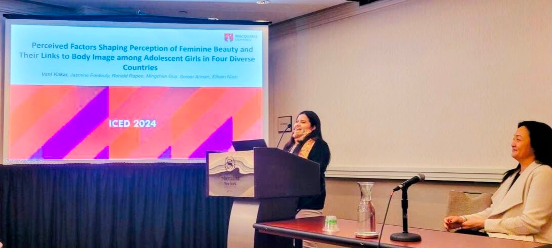 Always a joy presenting at #ICED2024! My talk spotlighted #crosscultural trends in factors shaping beauty ideals in teenage girls in Australia, China, India, & Iran, & their links with #bodyimage.+ A BIG win for inaugurating our SIG of Black & Brown Professionals🥳 @aedweb