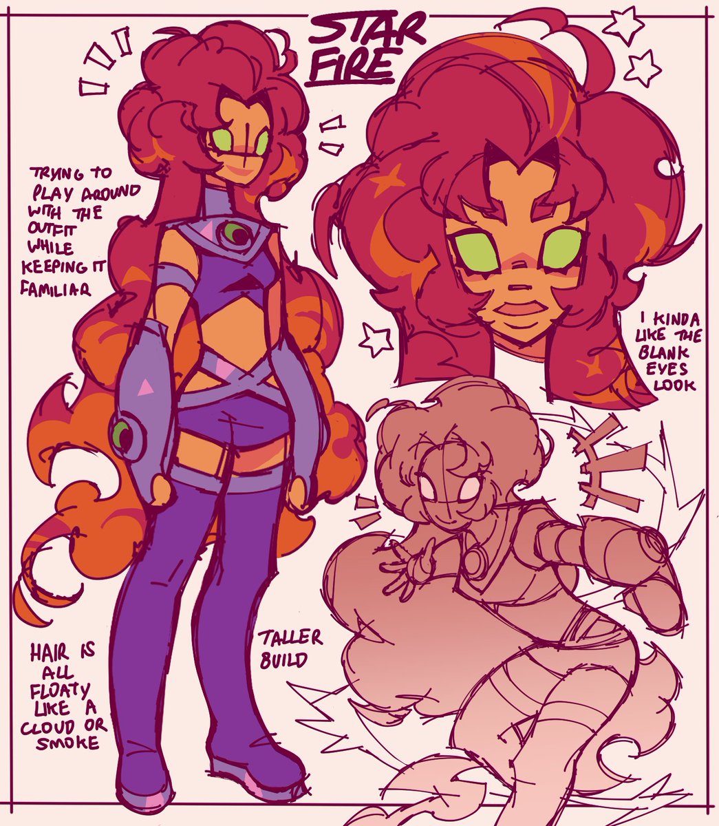 starfire sketches. might draw designs for the other titans idk