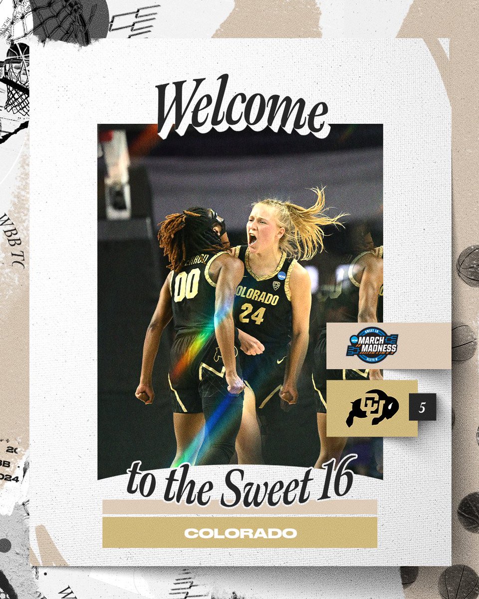 NCAA March Madness (@marchmadnesswbb) on Twitter photo COLORADO IS HEADED BACK TO THE SWEET 16!
For the second year in a row, <a href="/CUBuffsWBB/">Colorado Women's Basketball 🦬</a> advances to the Sweet 16 after defeating Kansas State, 63-50!
#MarchMadness COLORADO IS HEADED BACK TO THE SWEET 16!
For the second year in a row, <a href="/CUBuffsWBB/">Colorado Women's Basketball 🦬</a> advances to the Sweet 16 after defeating Kansas State, 63-50!
#MarchMadness