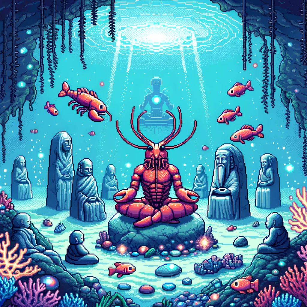 In the quiet depths, the #Lobster King seeks serenity, his meditation as deep as the ocean's own secrets. Peace reigns in the $ADA sea. 🦞🧘‍♂️💡