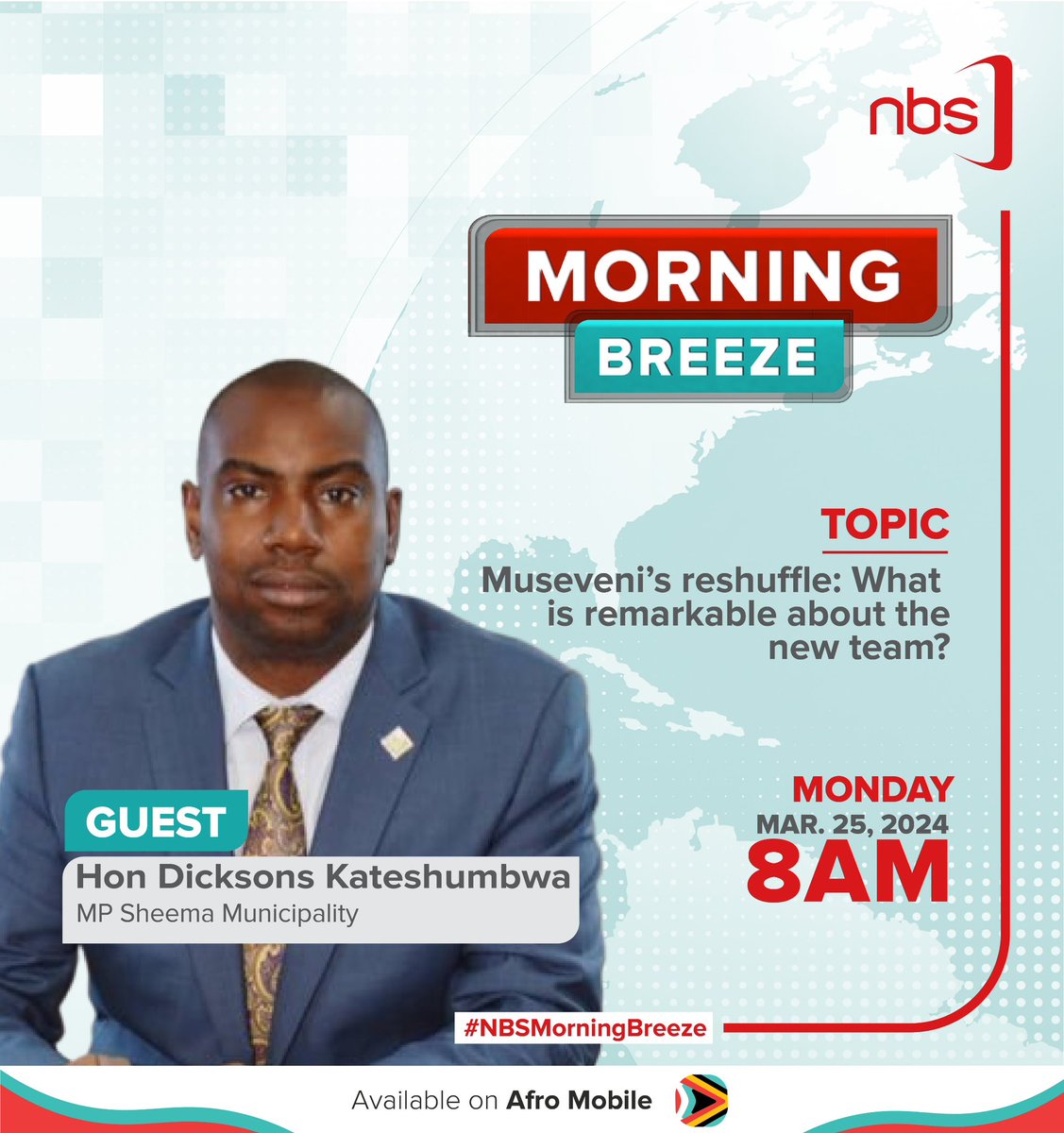 Museveni's Reshuffle: What is remarkable about the new team? Hon @Kateshd and Imam Kasozi will join us tomorrow for the Topical Discussion to discuss this and more, starting at 8 AM. Don't miss the show! #NBSUpdates #NBSMorningBreeze