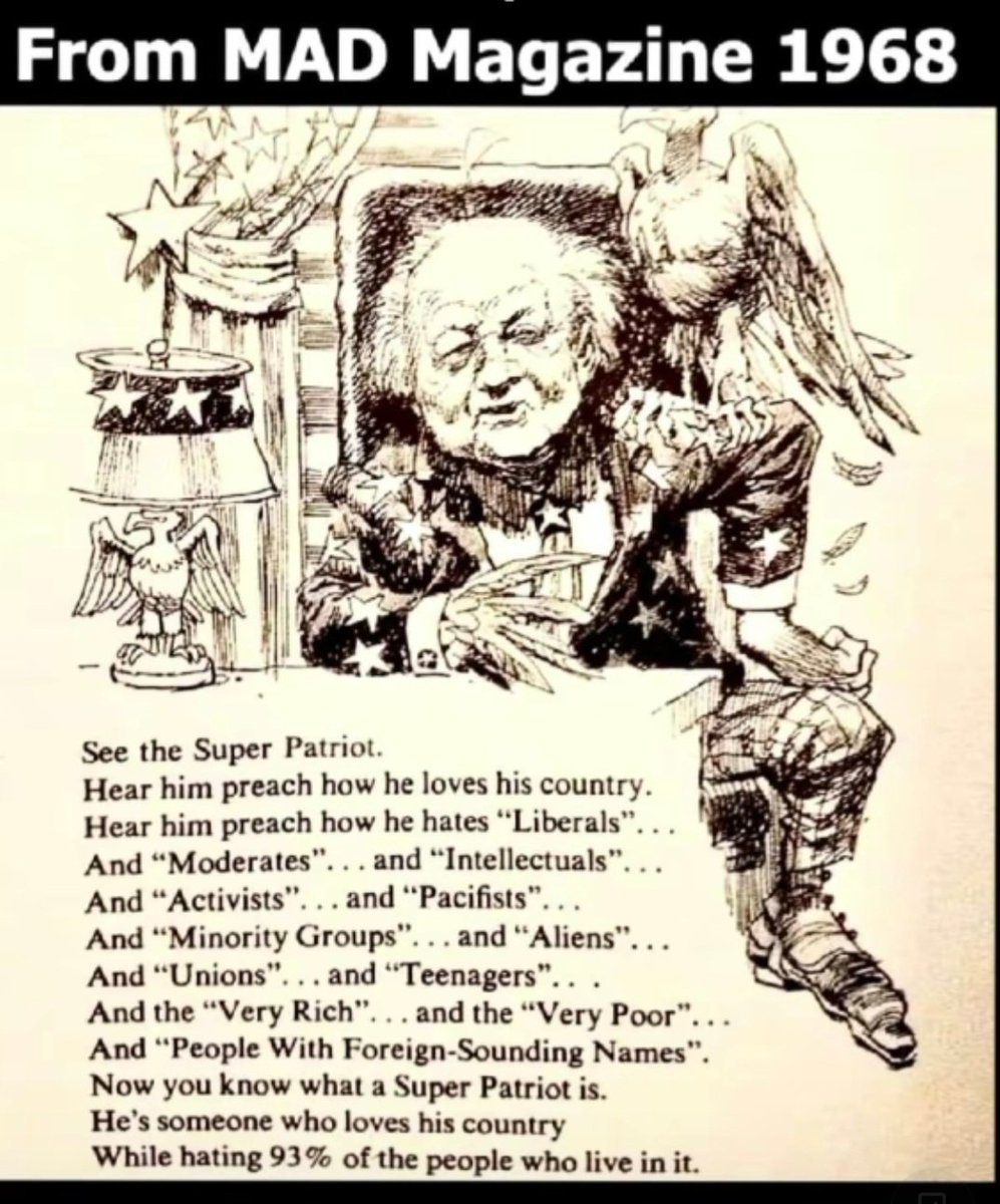 MAD magazine was warning Americans to be wary of 'patriots' way back in 1968. #USPolitics