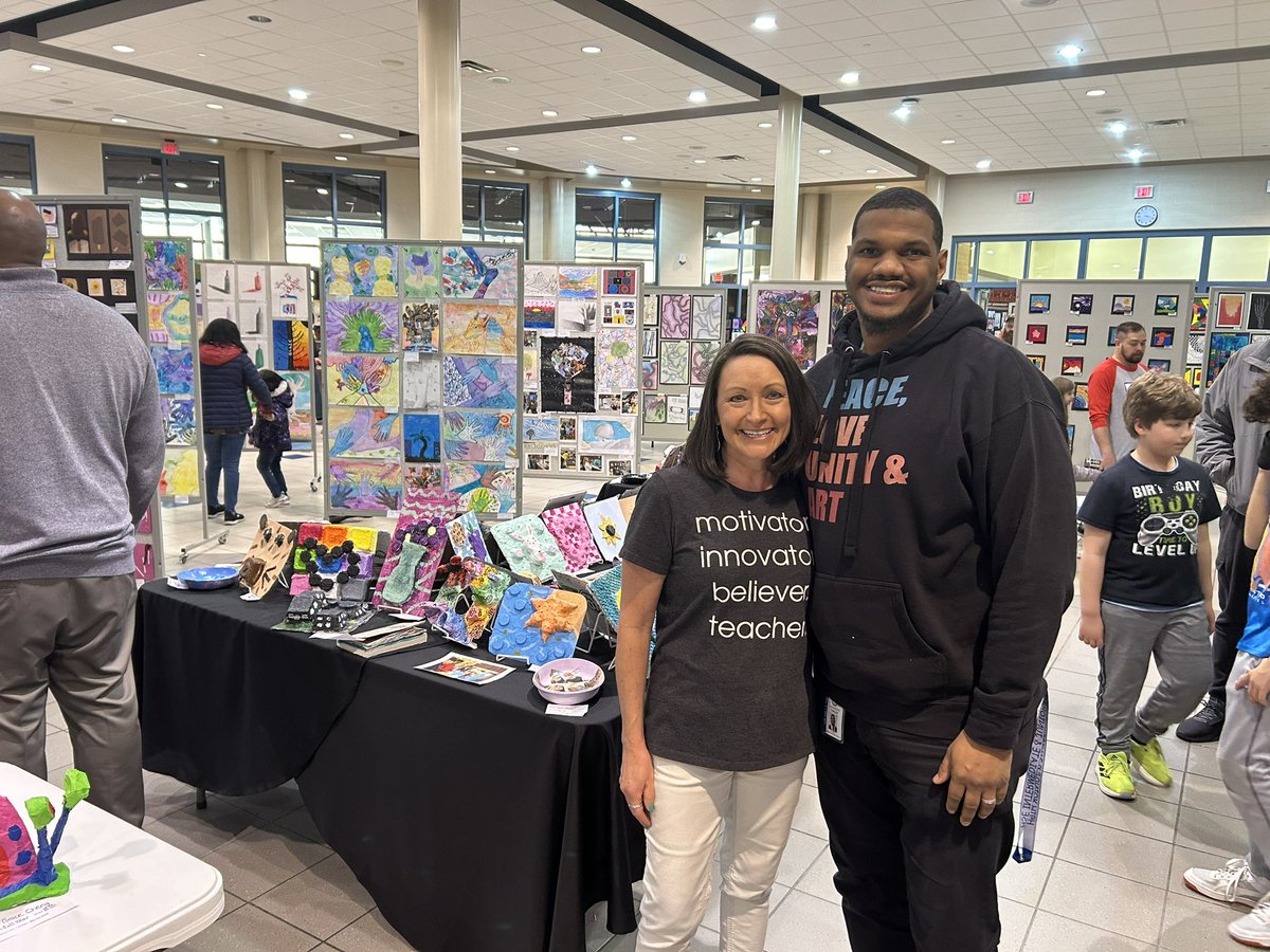 Our Panthers art work on display at the @HSESchools district art show. So many amazing pieces, including this extra special one! Thanks to our great Art team, Mrs. Knecht, Mr. Chisley and Ms. Clark (not pictured)#Pantherproud