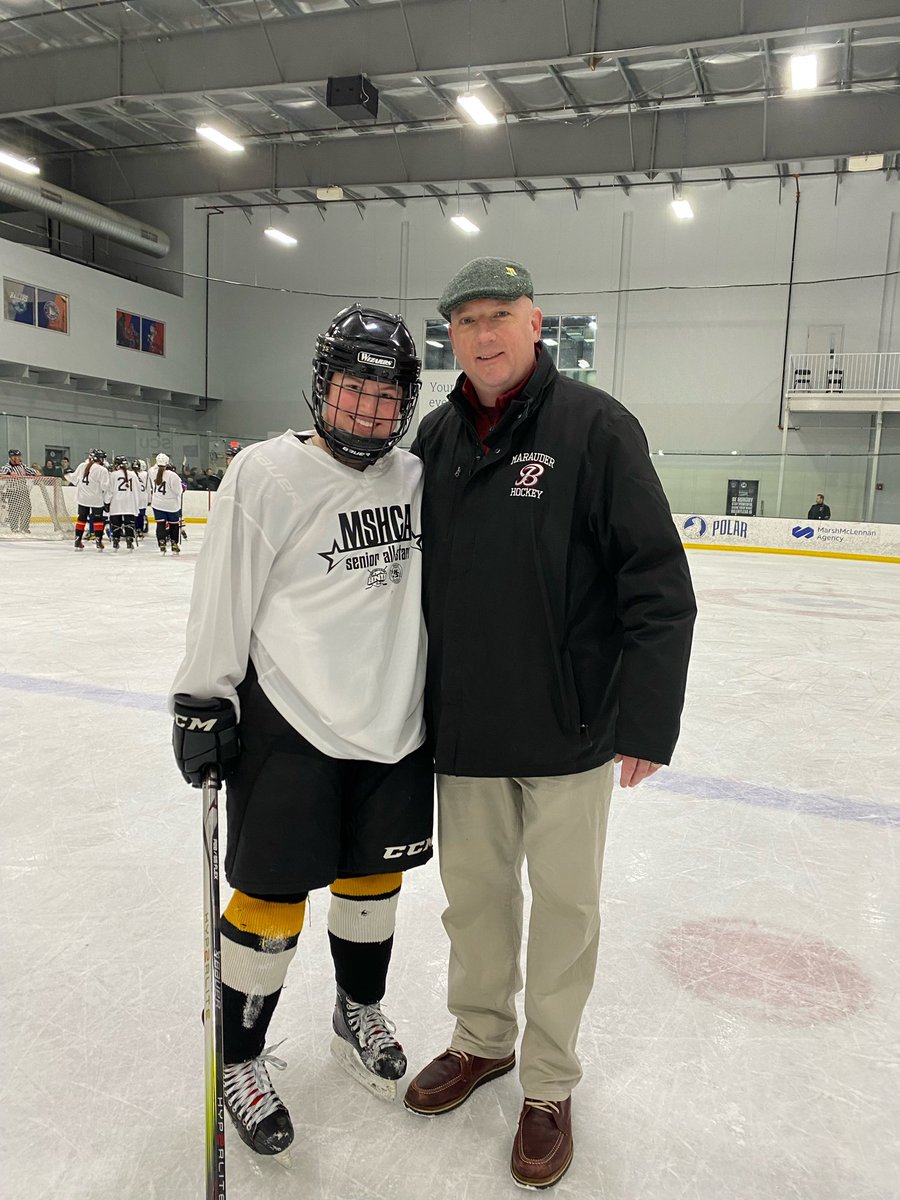 .@BHSGirlsHockey1 Coach Kelleher & Molly Driscoll participated in the @MSHCA1 senior all star game. The North won 4-3 over the south. @BKelleher2415