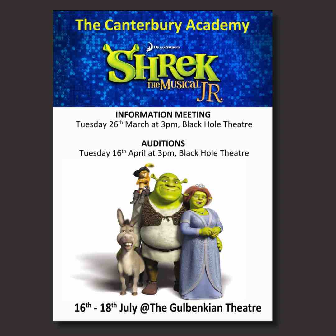 Our next show is ‘Shrek’ If you would like to be a part of the Summer production please come to the Black Hole this Tuesday at 3pm 🙌