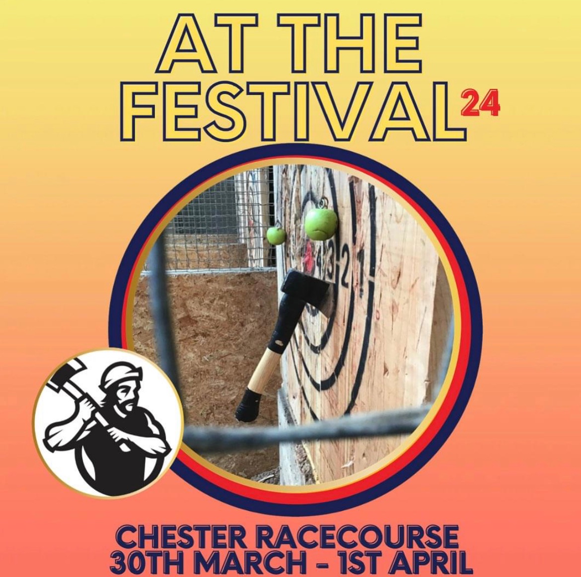 Unleash your inner lumberjack and experience the thrill of Axe Throwing with <a href="/timber_jacks/">TimberJacks</a>  , who will be at the Taste Cheshire Food And Drink Festival at the racecourse next weekend! (Ace throwing not included in the admission ticket price) #chester #FoodFestival #EasterWeekend