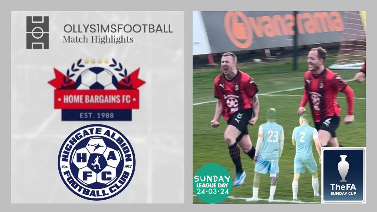 🎞️𝐇𝐈𝐆𝐇𝐋𝐈𝐆𝐇𝐓𝐒🎞️ 🏆 @FASunday_Cup Semi Final 🏟️ Aggborough Stadium ⏰ 2PM 🗓️ 24/03/2024 🆚 🔴⚫️ Home Bargains vs 🔵🔵 Highgate Albion ⏭️ HOME BARGAINS VS TROOPER (FINAL) 🎥 👉 youtu.be/OEK_eKVQU_Q?si… 👈