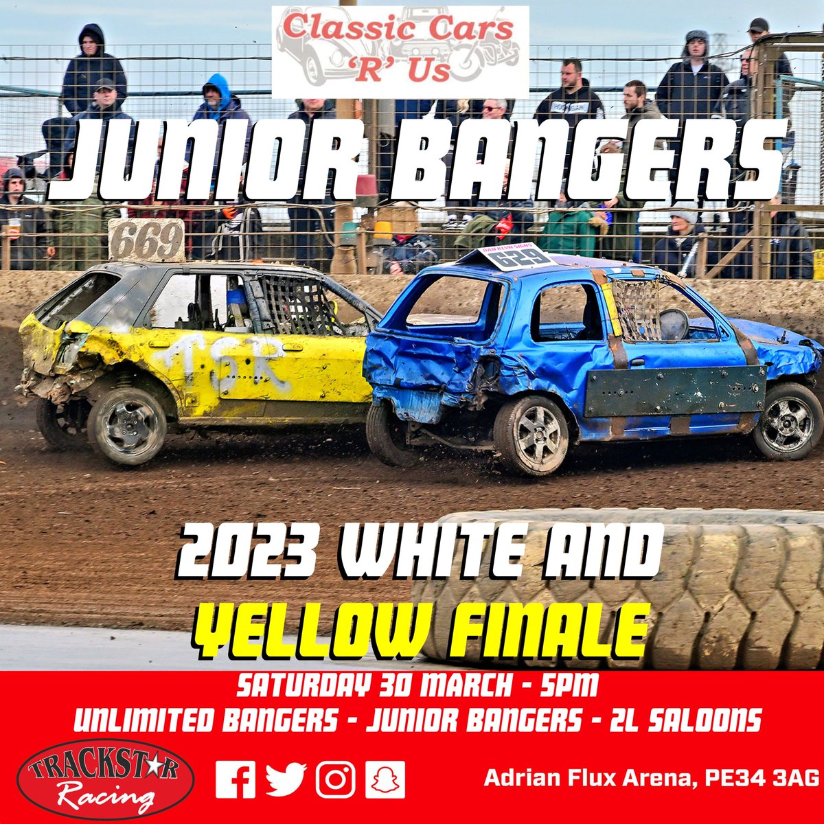 The Classic Cars R Us Junior Banger 2023 White and Yellow final will also take place on 30 March, the grid can be found here 
stockcar-racing.co.uk/content/news/c…

📷Matt Bull