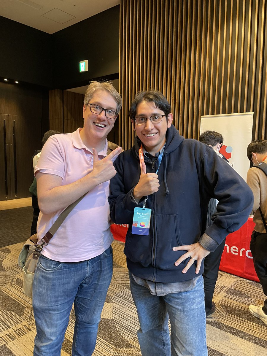 Finally got to meet Paul Hudson! <a href="/twostraws/">Paul Hudson</a> one of the people I’ve learnt so much about Swift from!