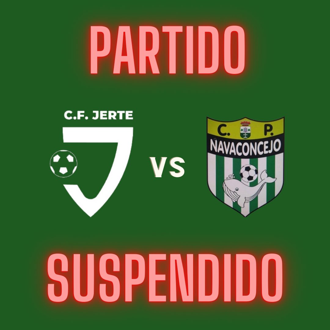 cfjerteoficial's tweet photo. 🚨PARTIDO SUSPENDIDO🚨
El partido de hoy contra CP Navaconcejo ha sido suspendido en el minuto 42 aproximadamente con 1-0 en el marcador. Esperamos a la decisión de federación. https://t.co/azWxGbvfRJ