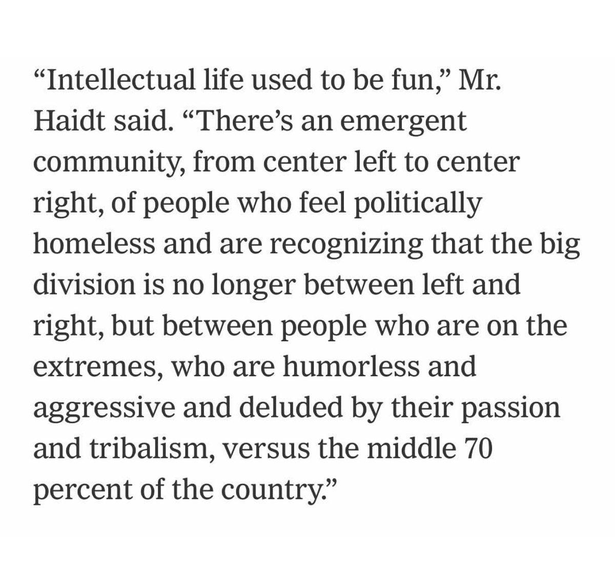 Claire Lehmann (@clairlemon) on Twitter photo Great quote from <a href="/JonHaidt/">Jonathan Haidt</a>
As <a href="/jonkay/">Jonathan Kay</a> says, the first sign of a cultist is someone who has lost their sense of humour Great quote from <a href="/JonHaidt/">Jonathan Haidt</a>
As <a href="/jonkay/">Jonathan Kay</a> says, the first sign of a cultist is someone who has lost their sense of humour