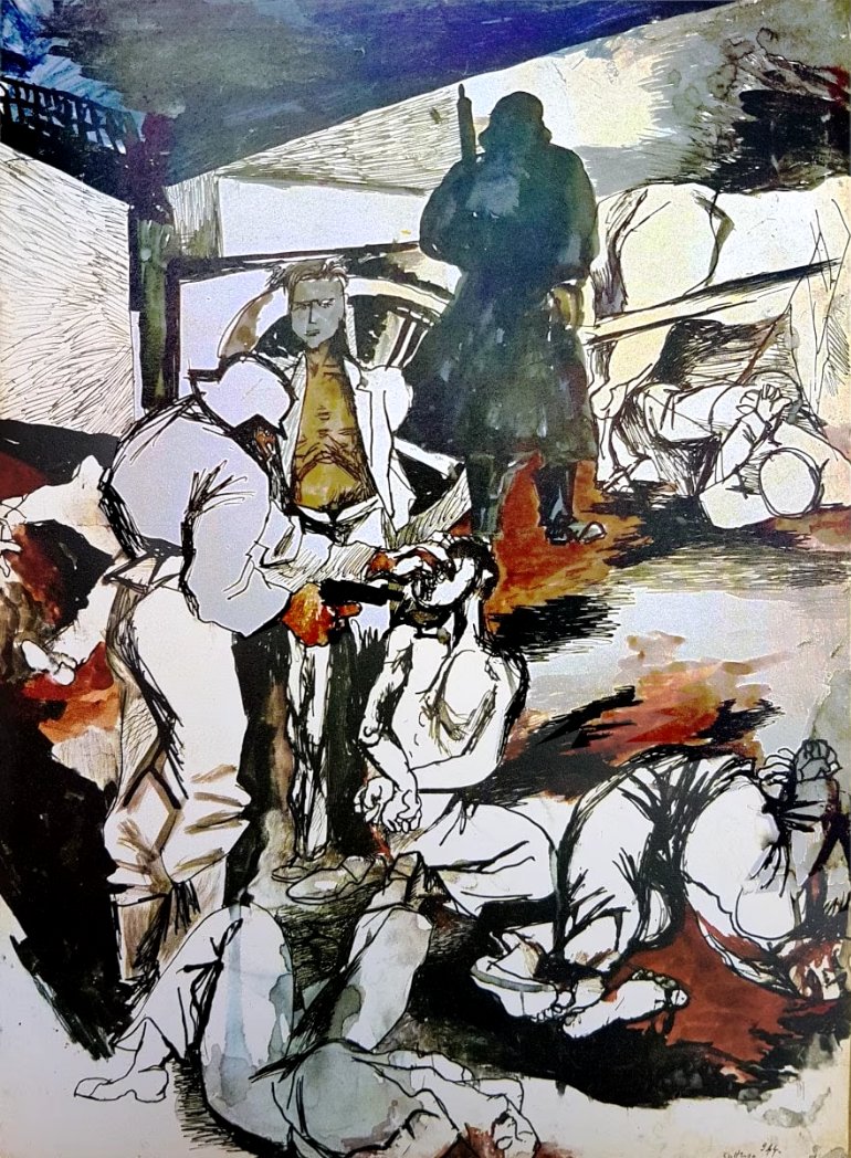 Renato Guttuso, Colpo di Grazia, 1944. 
Da Gott mit Uns.

Un atto d’accusa esplicito e diretto nei confronti della violenza nazifascista.
In ricordo delle vittime delle Fosse Ardeatine.
#lamemorianonmuore 
#oraesempreResistenza