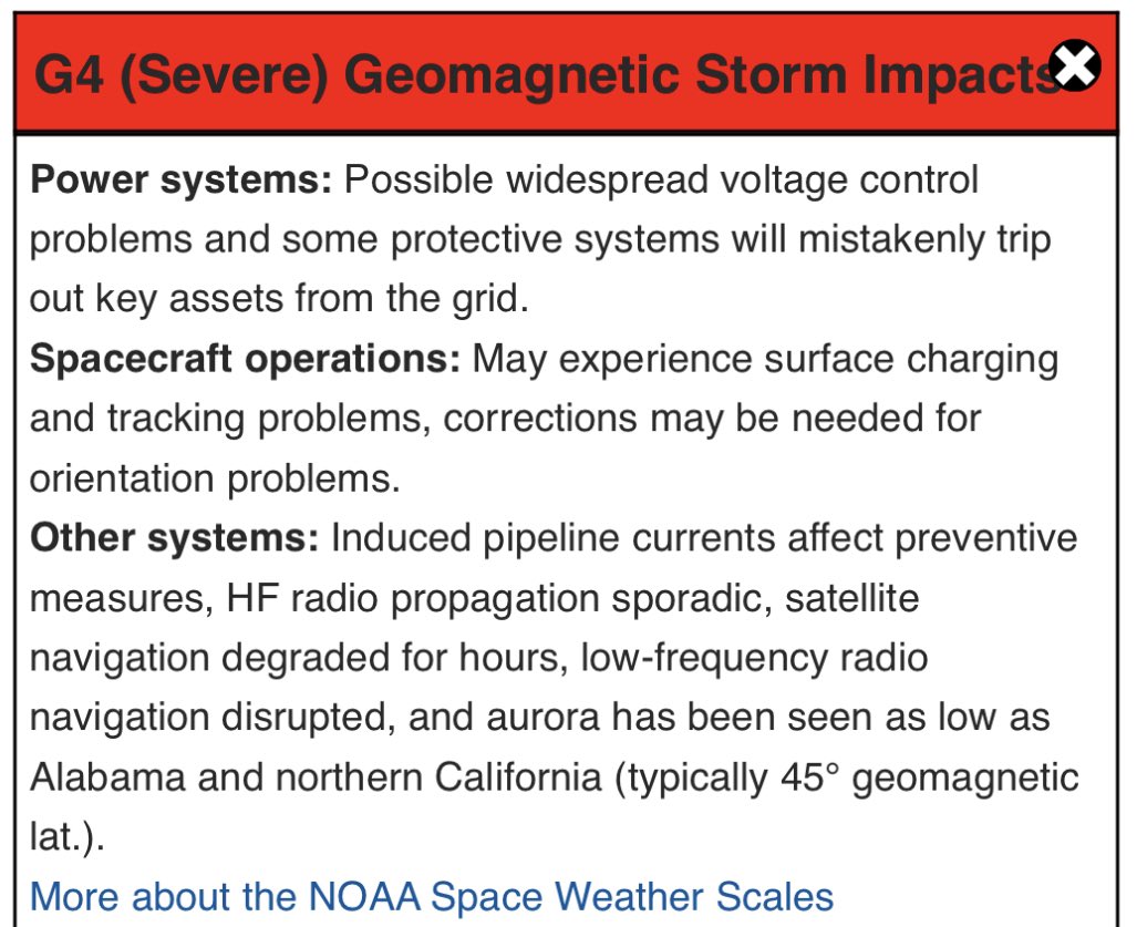 current_crises2's tweet image. BREAKING NOW: ⚠️ Massive geomagnetic storm hits earth.. 

DEVELOPING.. 

LEVEL 4 -severe